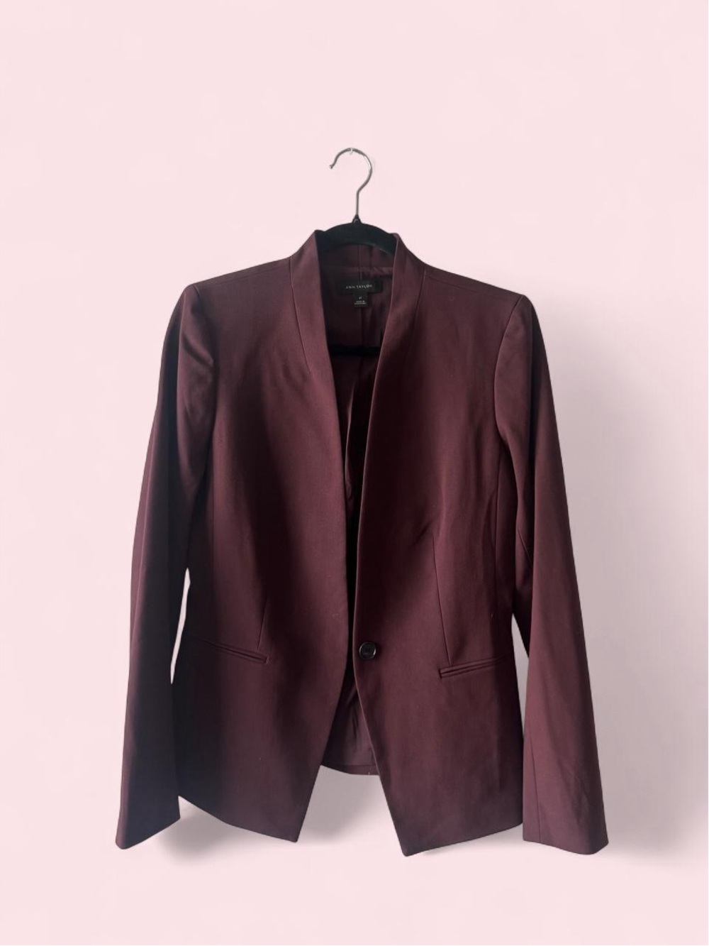 Ann Taylor Women's Burgundy Single-Button Blazer
